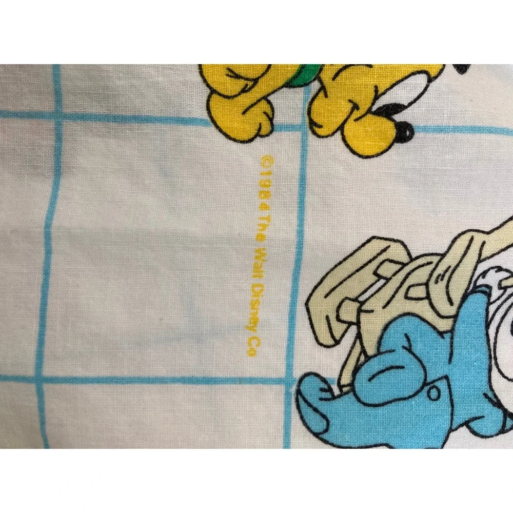 Vintage 1984 Disney Baby Mickey Minnie Donald Pluto Crib Sheet Dundee Cotton USA